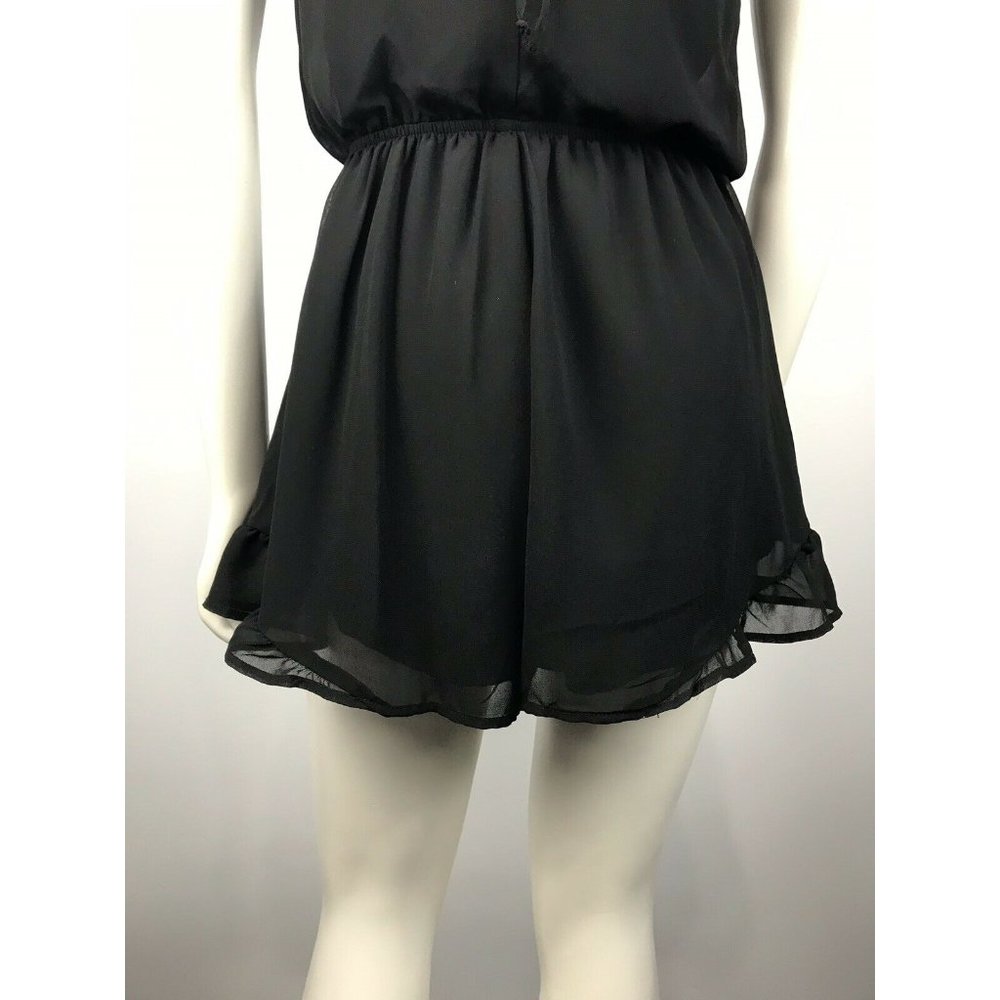 Astr Romper Surplus Sheer Solid Black Small - image 8